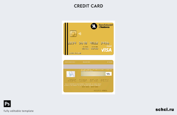 цифровая загрузка шаблона карты Visa банка Andorra Bank Sabadell